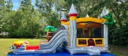 7C2FD6C8 6A5C 48E6 8B2E 56A2ACDD1F83 1687394555 T.Rex Bounce House With Double Slide Combo